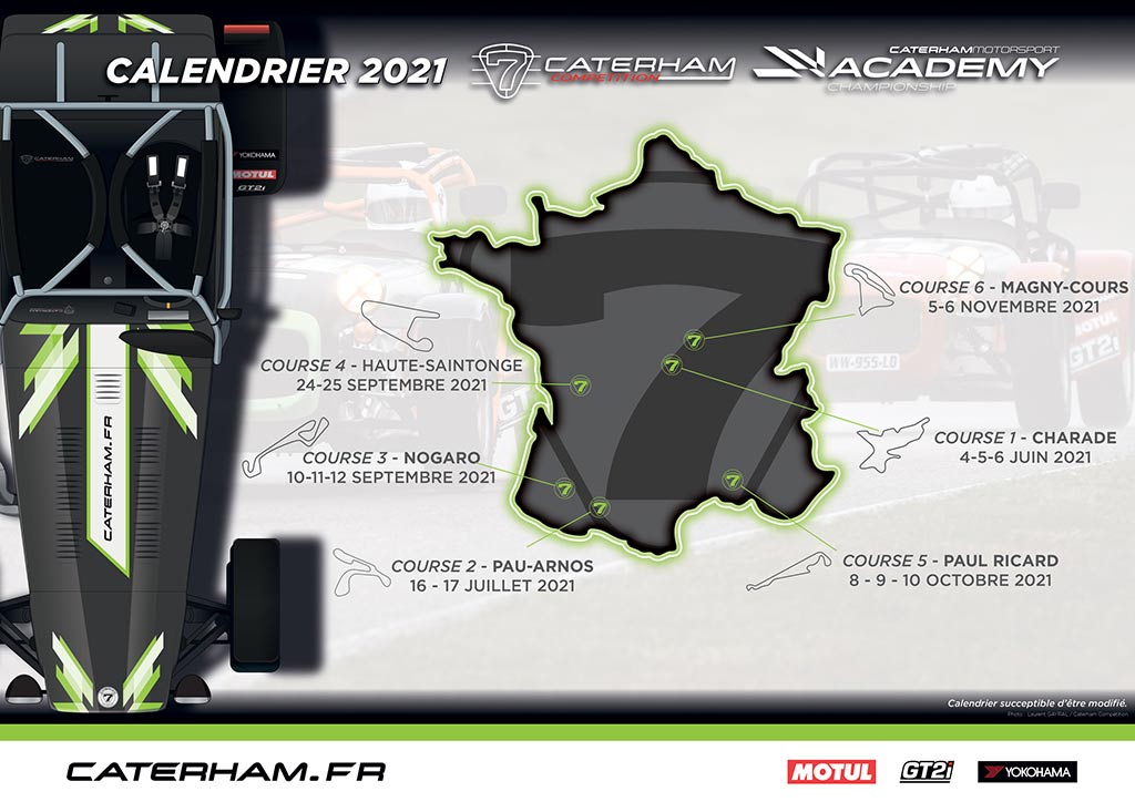 Calendrier 2021 coupe Caterham Aacademy